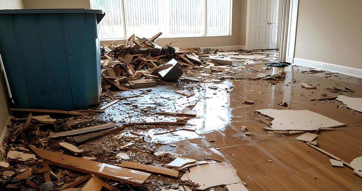 A building with damage from water, showcasing a requirement for water damage restoration services